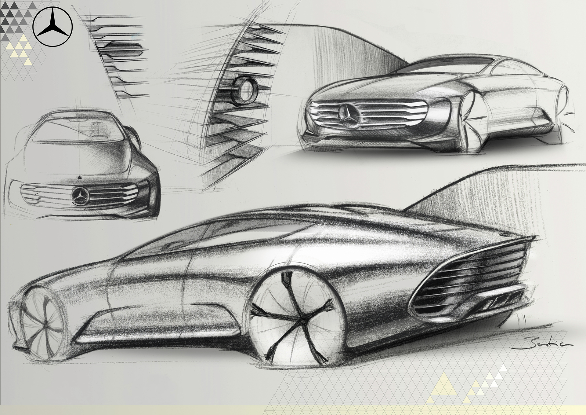 Mercedes-Benz Concept IAA - pencil sketch rear design / dessin sketch design arrière